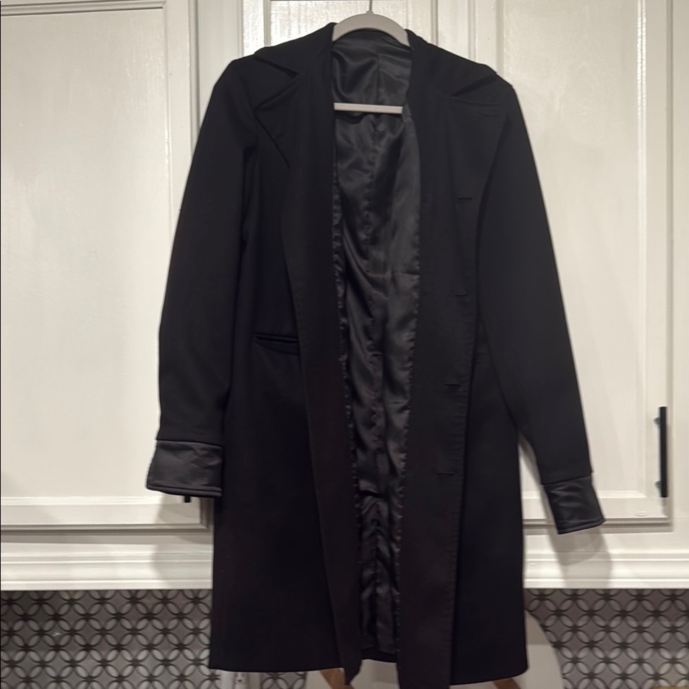 Classic Black Wool-Blend Overcoat – Men’s Formal/Business Coat
